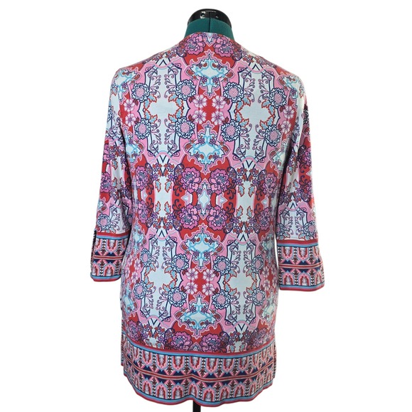 Coolibar Sun Protection Tunic Top Women M St Lucia Floral Print 3/4 Sleeve - Picture 2 of 11